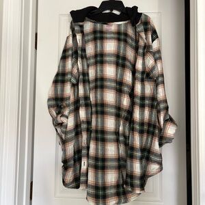 Oversized plaid flannel hoodie